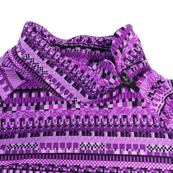 NIKE PRO-Dri-Fit Girl's Long Sleeve Side Neck 1/4 Zip Top-SIZE SMALL-Purple-Kids - Picture 4 of 14